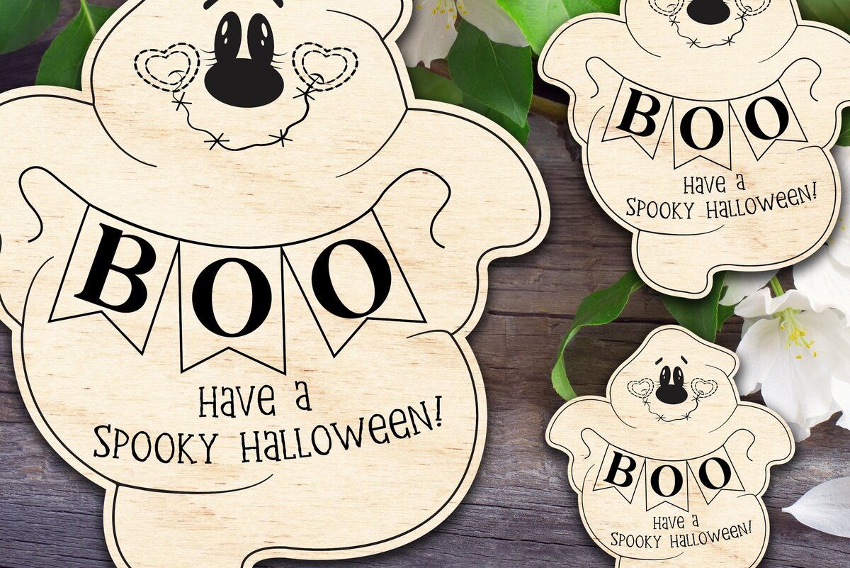 Intra απο ξύλο plywood  Χρώμα wenge 3mm-4mm πάχος - Πανό Ghost Holding Boo Δίασταση 60x30 cm INTRAFABR-100000643