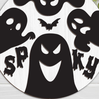 Intra απο ξύλο plywood Χρώμα wenge 3mm-4mm πάχος - Πινακίδα Ghost Spooky Door Δίασταση 20x20 cm INTRAFABR-100000630 - Image 1