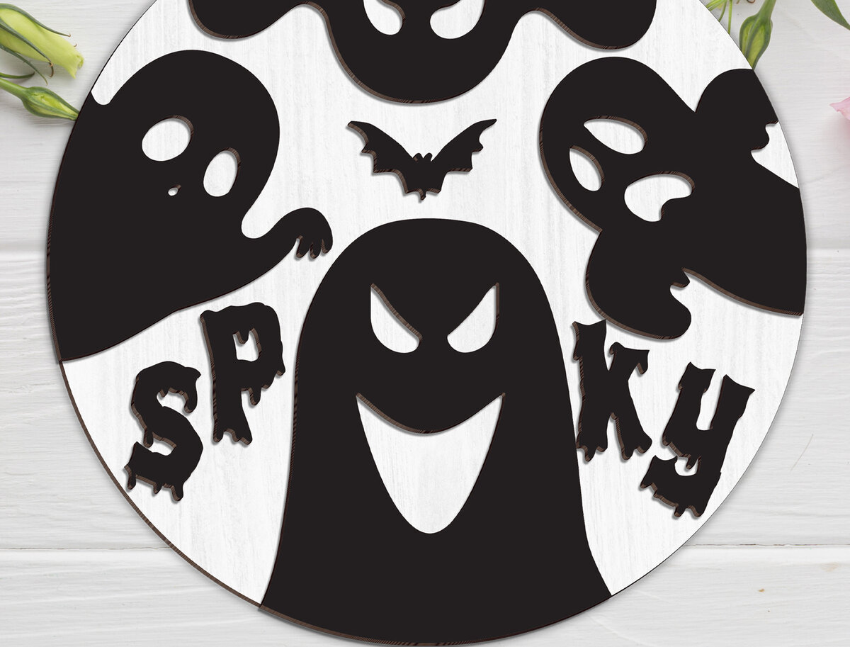 Intra απο ξύλο plywood  Χρώμα wenge 3mm-4mm πάχος - Πινακίδα Ghost Spooky Door Δίασταση 20x20 cm INTRAFABR-100000630