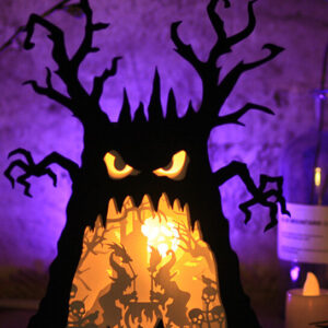 Intra απο ξύλο plywood  Χρώμα wenge 3mm-4mm πάχος - Δέντρο φάντασμα Απόκριες σκοτεινές μάγισσες Δίασταση 15x15 cm INTRAFABR-100000636