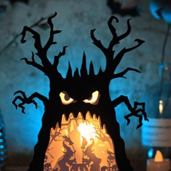 Intra απο ξύλο plywood Χρώμα wenge 3mm-4mm πάχος - Δέντρο φάντασμα Απόκριες σκοτεινές μάγισσες Δίασταση 15x15 cm INTRAFABR-100000636 - Image 2