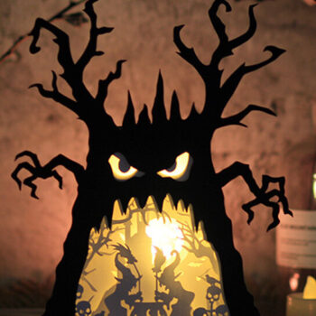 Intra απο ξύλο plywood Χρώμα wenge 3mm-4mm πάχος - Δέντρο φάντασμα Απόκριες σκοτεινές μάγισσες Δίασταση 15x15 cm INTRAFABR-100000636 - Image 3