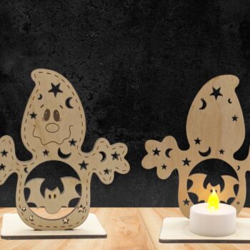 Intra απο ξύλο plywood  Χρώμα wenge 3mm-4mm πάχος - Ghost with Tea Light Δίασταση 20x20 cm INTRAFABR-100000602 - Image 1