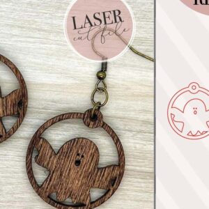 Intra απο ξύλο plywood  Χρώμα wenge 3mm-4mm πάχος - Ghosts Laser Earrings Δίασταση 3x3 cm INTRAFABR-100000778