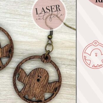 Intra απο ξύλο plywood  Χρώμα wenge 3mm-4mm πάχος - Ghosts Laser Earrings Δίασταση 3x3 cm INTRAFABR-100000778 - Image 1