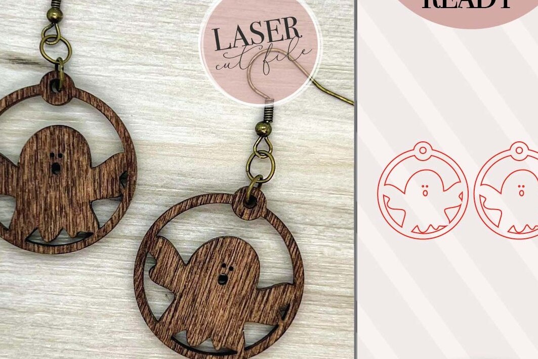 Intra απο ξύλο plywood  Χρώμα wenge 3mm-4mm πάχος - Ghosts Laser Earrings Δίασταση 3x3 cm INTRAFABR-100000778
