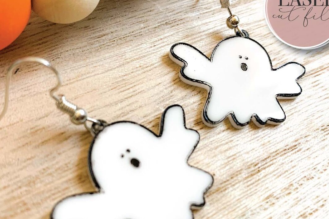 Intra απο ξύλο plywood  Χρώμα wenge 3mm-4mm πάχος - Ghosts Laser Earrings Δίασταση 3x3 cm INTRAFABR-109543199