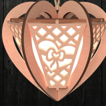 Intra απο ξύλο plywood  Χρώμα wenge 3mm-4mm πάχος - Δώρο Φανάρι καρδιών με φιόγκο για την ημέρα του Αγίου Βαλεντίνου Δίασταση 30x20 cm INTRAFABR-74862324 - Image 1