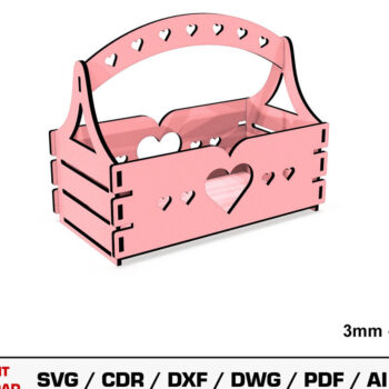 Intra απο ξύλο plywood  Χρώμα wenge 3mm-4mm πάχος - Καλάθι δώρου κοπής με λέιζερ Δίασταση 20x20 cm INTRAFABR-120572504 - Image 1