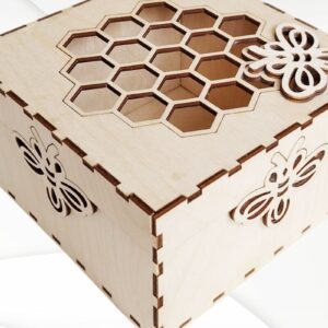 Intra απο ξύλο plywood  Χρώμα wenge 3mm-4mm πάχος - Κουτί δώρου Μέλισσα, Μοτίβο κοπής με λέιζερ. Δίασταση 100x163 cm INTRAFABR-120572681