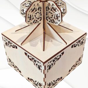 Intra απο ξύλο plywood  Χρώμα wenge 3mm-4mm πάχος - Κουτί δώρου Φιόγκος, με λέιζερ Δίασταση 119x119 cm INTRAFABR-120572721