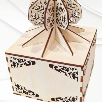 Intra απο ξύλο plywood  Χρώμα wenge 3mm-4mm πάχος - Κουτί δώρου Φιόγκος, με λέιζερ Δίασταση 119x119 cm INTRAFABR-120572721 - Image 2