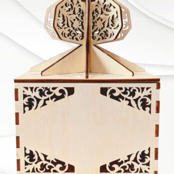 Intra απο ξύλο plywood  Χρώμα wenge 3mm-4mm πάχος - Κουτί δώρου Φιόγκος, με λέιζερ Δίασταση 119x119 cm INTRAFABR-120572721 - Image 3