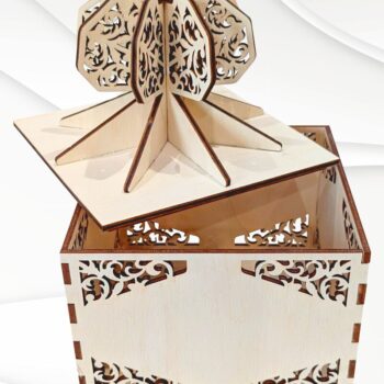 Intra απο ξύλο plywood  Χρώμα wenge 3mm-4mm πάχος - Κουτί δώρου Φιόγκος, με λέιζερ Δίασταση 119x119 cm INTRAFABR-120572721 - Image 5