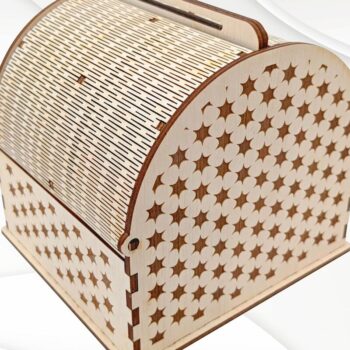 Intra απο ξύλο plywood  Χρώμα wenge 3mm-4mm πάχος - Κουτί δώρου, με λέιζερ. Δίασταση 134x124 cm INTRAFABR-123814185 - Image 3