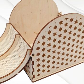 Intra απο ξύλο plywood  Χρώμα wenge 3mm-4mm πάχος - Κουτί δώρου, με λέιζερ. Δίασταση 134x124 cm INTRAFABR-123814185 - Image 4