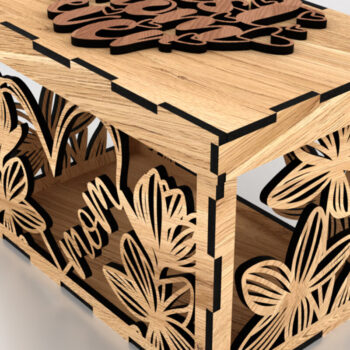 Intra απο ξύλο plywood  Χρώμα wenge 3mm-4mm πάχος - Κουτί δώρου για τη μητέρα Δίασταση 2x2 cm INTRAFABR-121722327 - Image 1