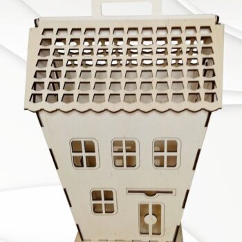 Intra απο ξύλο plywood  Χρώμα wenge 3mm-4mm πάχος - Κουτί δώρου Σπίτι με γάτα, κοπής με λέιζερ Δίασταση 285x193 cm INTRAFABR-121722354 - Image 4