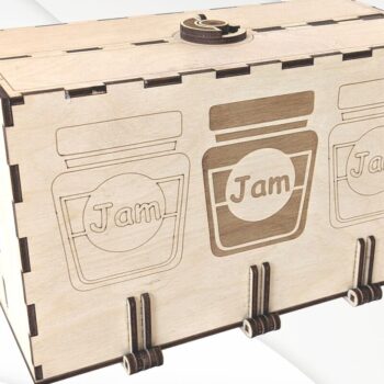 Intra απο ξύλο plywood  Χρώμα wenge 3mm-4mm πάχος - Κουτί δώρου Βαζάκια μαρμελάδας, με λέιζερ Δίασταση 129x210 cm INTRAFABR-36371383 - Image 2