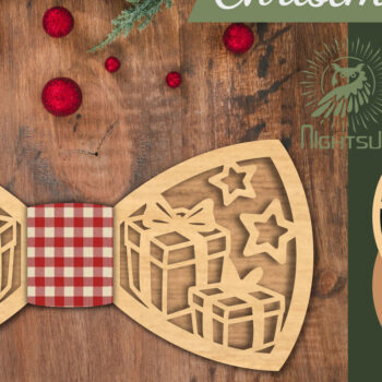 Intra απο ξύλο plywood  Χρώμα wenge 3mm-4mm πάχος - Κουτί δώρου Παπιγιόν κοπής με λέιζερ Δίασταση 20x20 cm INTRAFABR-98164794 - Image 1