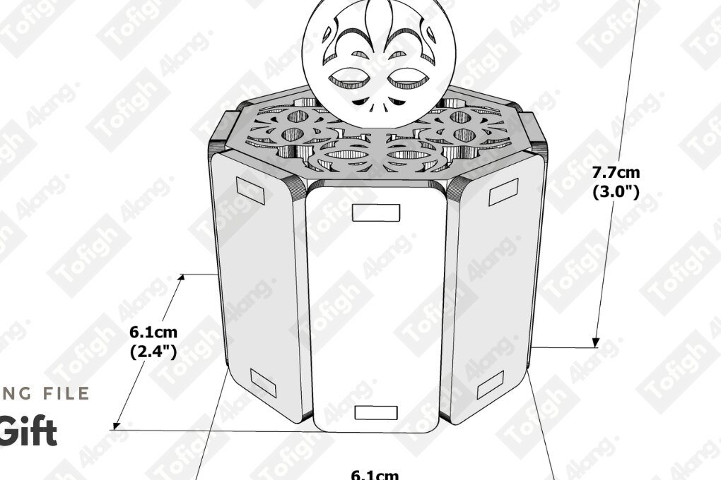 Intra απο ξύλο plywood  Χρώμα wenge 3mm-4mm πάχος - κοπής με λέιζερ κουτί δώρου | κοπής με λέιζερ Δίασταση 15x15 cm INTRAFABR-98944468