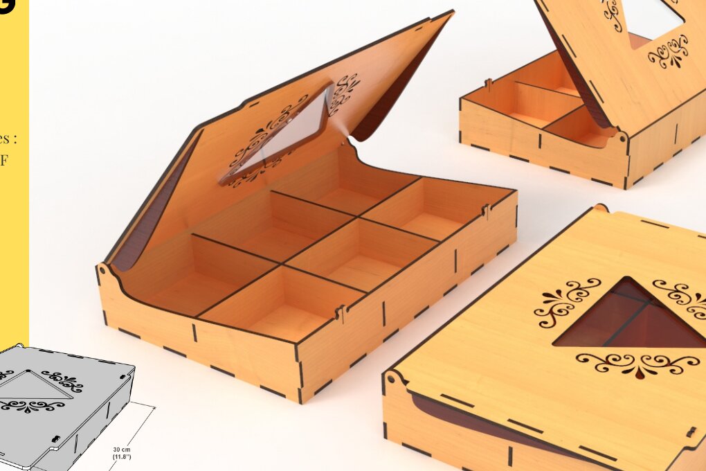 Intra απο ξύλο plywood  Χρώμα wenge 3mm-4mm πάχος - Κουτί δώρου, Κουτί με καρύδια, κοπής με λέιζερ, Δίασταση 4x4 cm INTRAFABR-115497287