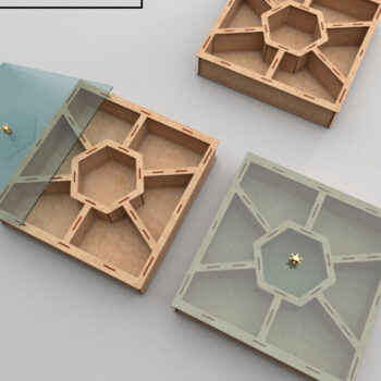 Intra απο ξύλο plywood  Χρώμα wenge 3mm-4mm πάχος - Κουτί δώρου, Nuts Box, , με λέιζερ Δίασταση 4x4 cm INTRAFABR-115497059 - Image 1