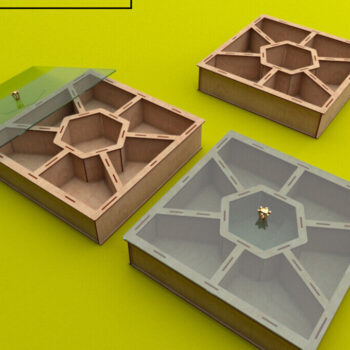 Intra απο ξύλο plywood  Χρώμα wenge 3mm-4mm πάχος - Κουτί δώρου, Nuts Box, , με λέιζερ Δίασταση 4x4 cm INTRAFABR-115497059 - Image 2