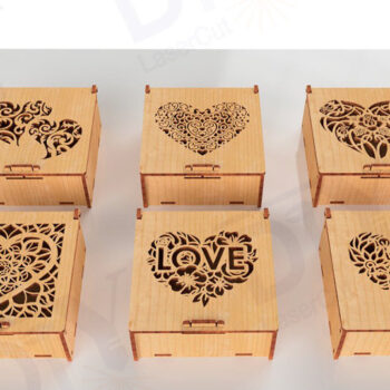 Intra απο ξύλο plywood  Χρώμα wenge 3mm-4mm πάχος - Σετ κουτί δώρου με καρδιές Δίασταση 4x4 cm INTRAFABR-115497187 - Image 2
