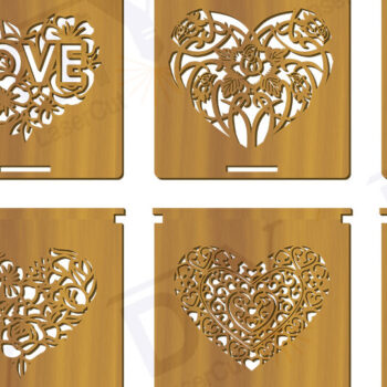 Intra απο ξύλο plywood  Χρώμα wenge 3mm-4mm πάχος - Σετ κουτί δώρου με καρδιές Δίασταση 4x4 cm INTRAFABR-115497187 - Image 3