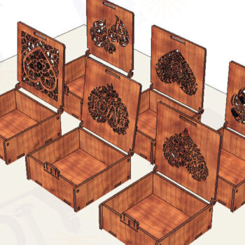 Intra απο ξύλο plywood  Χρώμα wenge 3mm-4mm πάχος - Σετ κουτί δώρου με καρδιές Δίασταση 4x4 cm INTRAFABR-115497187 - Image 4