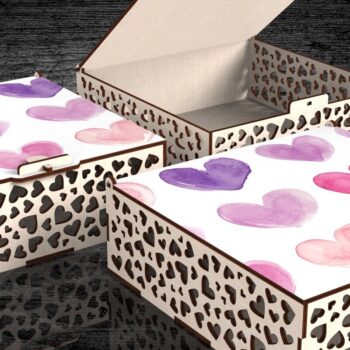 Intra απο ξύλο plywood  Χρώμα wenge 3mm-4mm πάχος - Κουτί δώρου για την ημέρα του Αγίου Βαλεντίνου Δίασταση 20x20 cm INTRAFABR-42383613 - Image 1