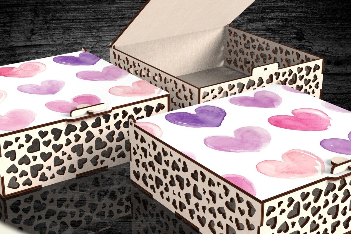 Intra απο ξύλο plywood  Χρώμα wenge 3mm-4mm πάχος - Κουτί δώρου για την ημέρα του Αγίου Βαλεντίνου Δίασταση 20x20 cm INTRAFABR-42383613