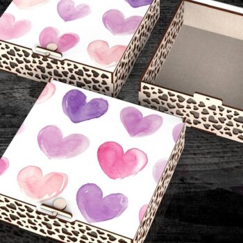 Intra απο ξύλο plywood  Χρώμα wenge 3mm-4mm πάχος - Κουτί δώρου για την ημέρα του Αγίου Βαλεντίνου Δίασταση 20x20 cm INTRAFABR-42383613 - Image 2