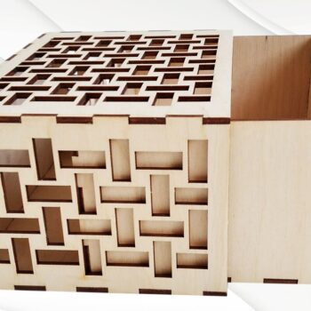 Intra απο ξύλο plywood  Χρώμα wenge 3mm-4mm πάχος - Κουτί δώρου με μοτίβο πλακιδίων Δίασταση 127x178 cm INTRAFABR-86665960 - Image 3