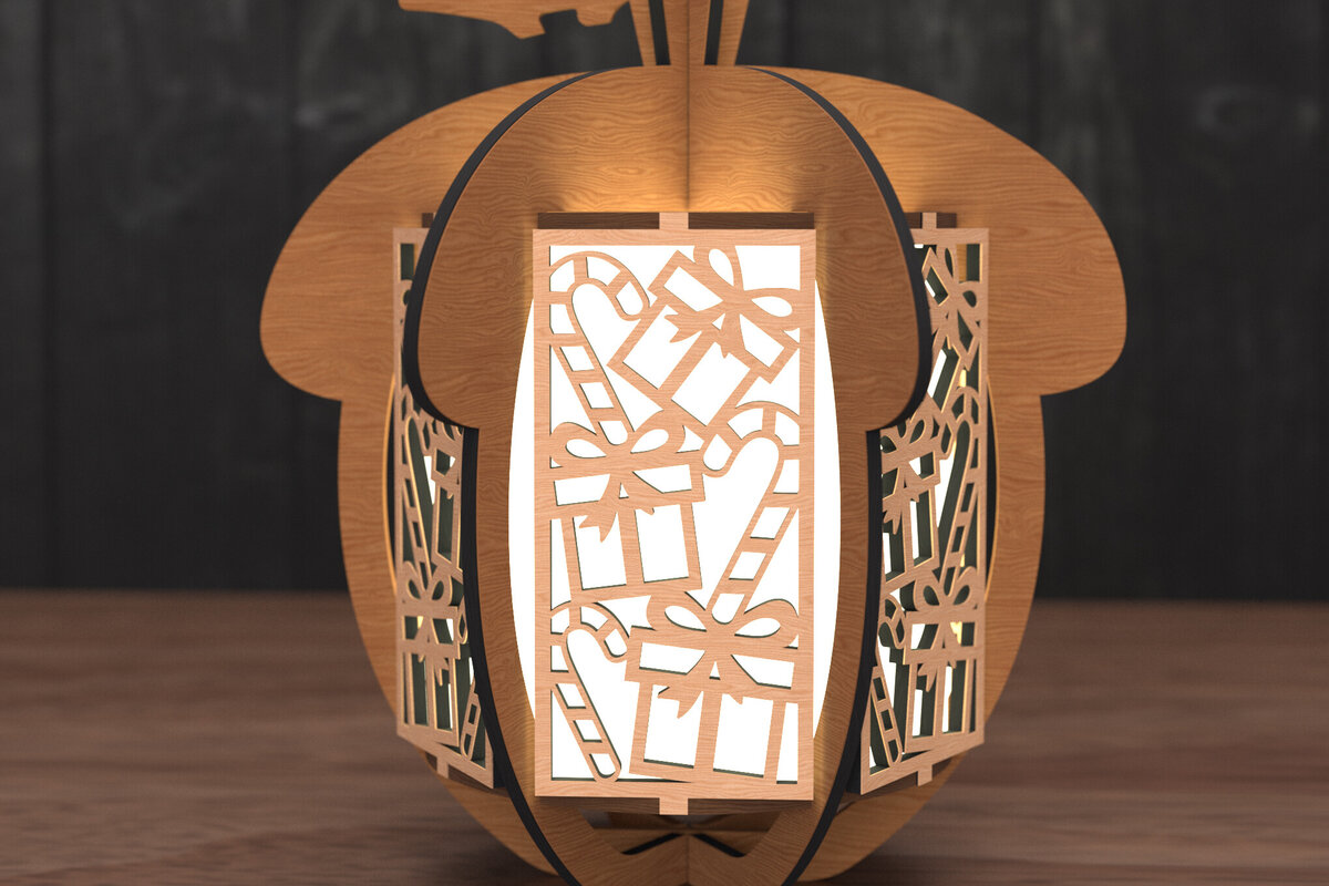 Intra απο ξύλο plywood  Χρώμα wenge 3mm-4mm πάχος - Φανάρι κουκουνάρι δώρου &amp; καραμελών Δίασταση 30x20 cm INTRAFABR-86666251