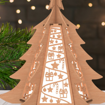 Intra απο ξύλο plywood  Χρώμα wenge 3mm-4mm πάχος - Φανάρι Χριστουγεννιάτικου Δέντρου Δώρου & Καραμέλας Δίασταση 30x20 cm INTRAFABR-86666777 - Image 1