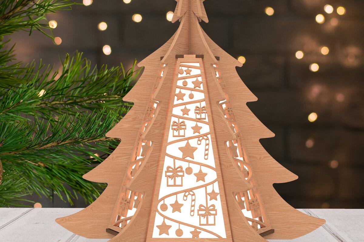 Intra απο ξύλο plywood  Χρώμα wenge 3mm-4mm πάχος - Φανάρι Χριστουγεννιάτικου Δέντρου Δώρου &amp; Καραμέλας Δίασταση 30x20 cm INTRAFABR-86666777