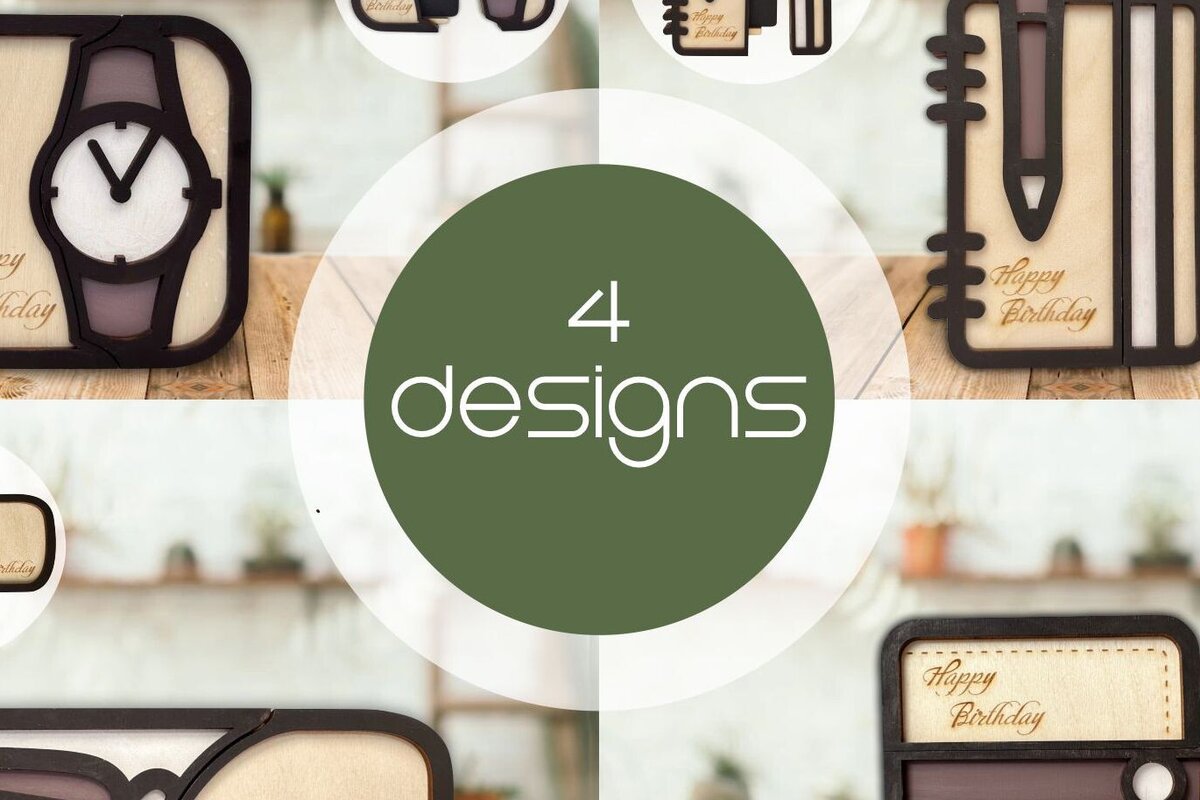 Intra απο ξύλο plywood  Χρώμα wenge 3mm-4mm πάχος - Πακέτο θήκης δωροκάρτας με 4 σχέδια Δίασταση 20x20 cm INTRAFABR-86666876