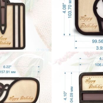 Intra απο ξύλο plywood  Χρώμα wenge 3mm-4mm πάχος - Πακέτο θήκης δωροκάρτας με 4 σχέδια Δίασταση 20x20 cm INTRAFABR-86666876 - Image 2