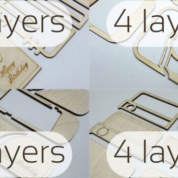 Intra απο ξύλο plywood  Χρώμα wenge 3mm-4mm πάχος - Πακέτο θήκης δωροκάρτας με 4 σχέδια Δίασταση 20x20 cm INTRAFABR-86666876 - Image 4