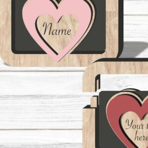 Intra απο ξύλο plywood  Χρώμα wenge 3mm-4mm πάχος - Κάτοχος δωροκάρτας Heart , Valentines D Δίασταση 20x20 cm INTRAFABR-77145555