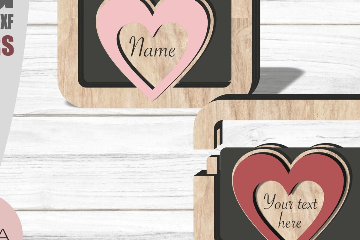 Intra απο ξύλο plywood  Χρώμα wenge 3mm-4mm πάχος - Κάτοχος δωροκάρτας Heart , Valentines D Δίασταση 20x20 cm INTRAFABR-77145555