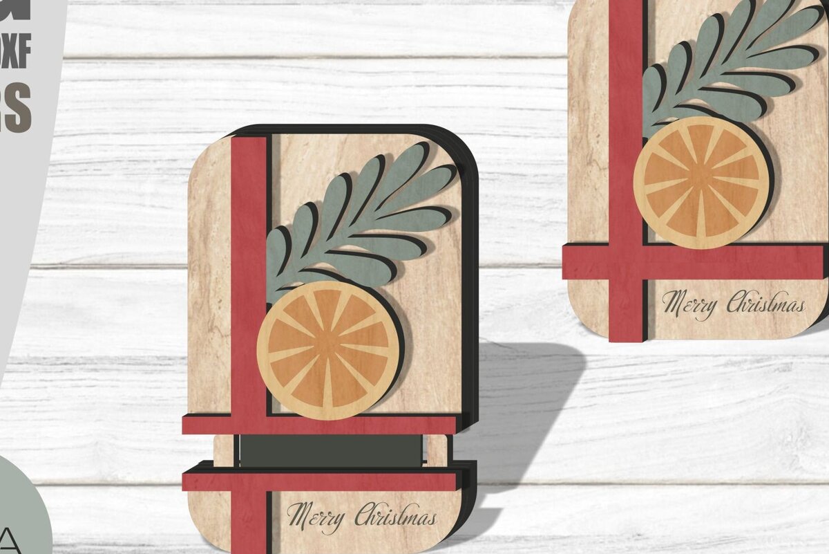 Intra απο ξύλο plywood  Χρώμα wenge 3mm-4mm πάχος - Κάτοχος δωροκάρτας , Καλά Χριστούγεννα Δίασταση 15x15 cm INTRAFABR-103064458