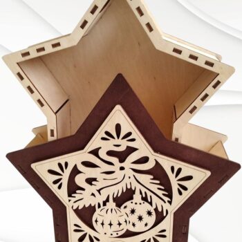 Intra απο ξύλο plywood  Χρώμα wenge 3mm-4mm πάχος - Μοτίβο χριστουγεννιάτικου κουτιού δώρου για Δίασταση 209x219 cm INTRAFABR-117346312 - Image 7