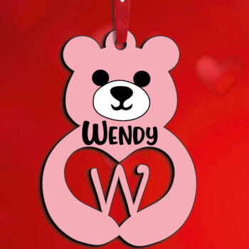 Intra απο ξύλο plywood  Χρώμα wenge 3mm-4mm πάχος - Γράμμα δώρου W Alphabet Ημέρα του Αγίου Βαλεντίνου Δίασταση 20x20 cm INTRAFABR-105497434 - Image 2