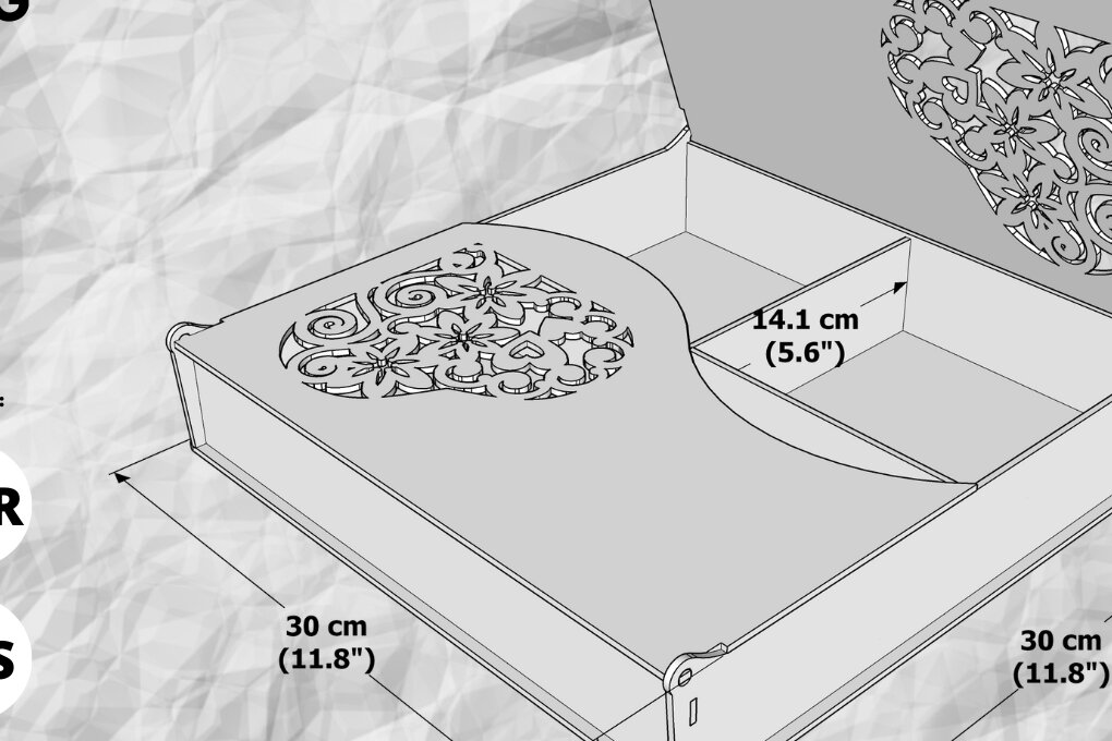 Intra απο ξύλο plywood  Χρώμα wenge 3mm-4mm πάχος - Κουτί δώρου ή ξηρών καρπών με διπλό καπάκι, λέιζερ Δίασταση 4x4 cm INTRAFABR-104521650