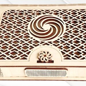 Intra απο ξύλο plywood  Χρώμα wenge 3mm-4mm πάχος - Κουτί δώρου με μοτίβο, Laser Δίασταση 4x6 cm INTRAFABR-122251145