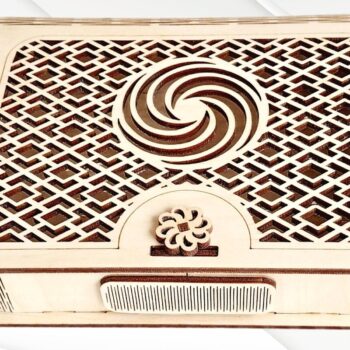 Intra απο ξύλο plywood  Χρώμα wenge 3mm-4mm πάχος - Κουτί δώρου με μοτίβο, Laser Δίασταση 4x6 cm INTRAFABR-122251145 - Image 1