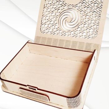 Intra απο ξύλο plywood  Χρώμα wenge 3mm-4mm πάχος - Κουτί δώρου με μοτίβο, Laser Δίασταση 4x6 cm INTRAFABR-122251145 - Image 2